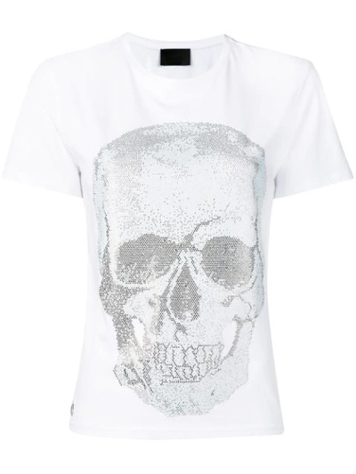 Philipp Plein T-shirt Round Neck Ss Skull In White