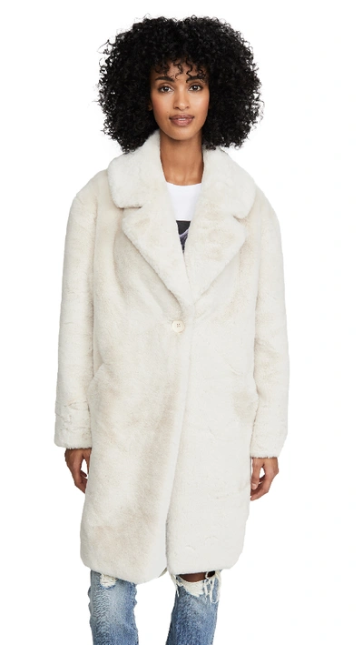 Adrienne Landau Faux Fur Tailored Jacket In Sand