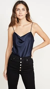 Alice And Olivia Harmon Drapey Camisole In Navy