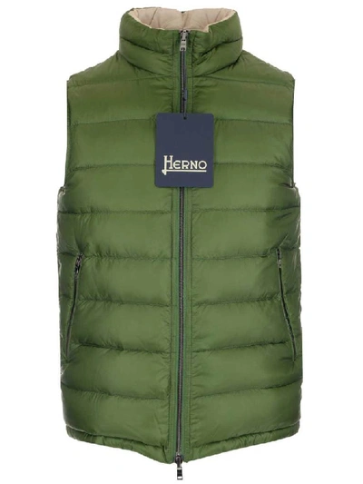 Herno Reversible Zipped Puffer Vest In Green