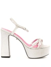 Schutz New Mini Shine Platform Sandals In Silver