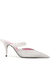 Schutz Mini Shine Mule Sandals In Silver