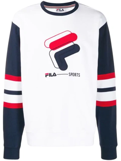 Fila Contrast Sleeve Sweatshirt In White