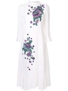 ANDREW GN EMBROIDERED FLORAL MIDI DRESS
