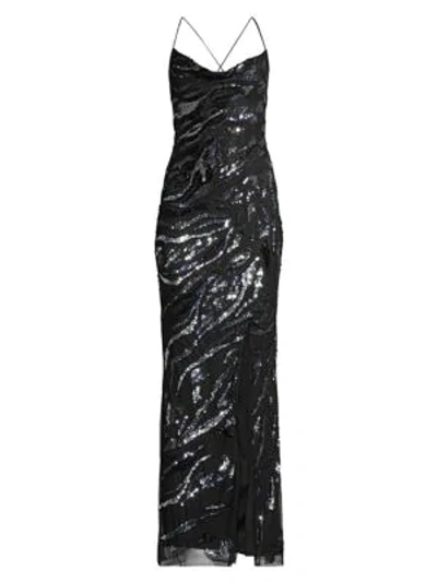 Parker Black Shayna Sequin Column Gown In Black Multi