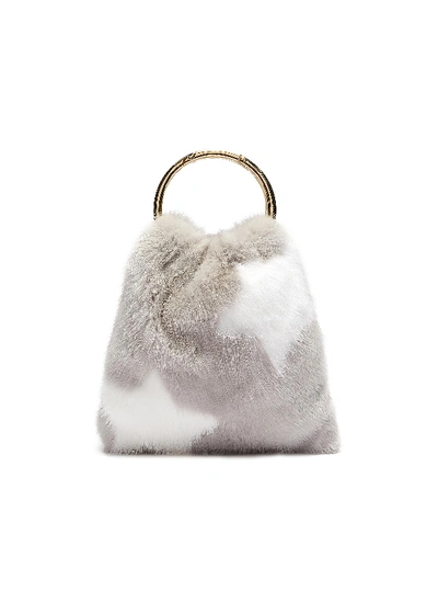 Simonetta Ravizza 'furrsac' Ring Handle Star Print Mink Fur Sac Bag In Grey