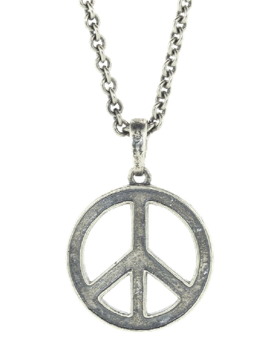 John Varvatos Silver Peace Sign Necklace