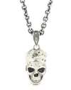 JOHN VARVATOS Distressed Sterling Silver Skull Necklace