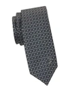 Versace Printed Silk Tie In Grey