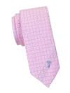 Versace Printed Silk Tie In Pink