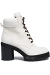 MARC JACOBS MARC JACOBS WOMAN LEATHER PLATFORM ANKLE BOOTS WHITE,3074457345620725349