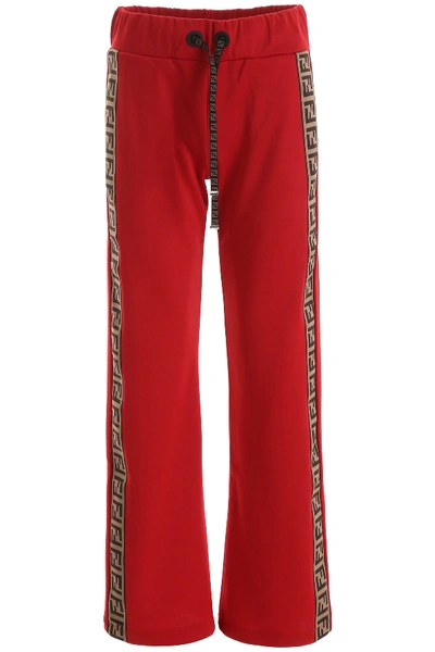 Fendi Ff Panelled Wide Leg Joggers In Red