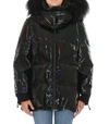 FENDI FENDI HOLOGRAM FUR TRIMMED HOODED PADDED JACKET