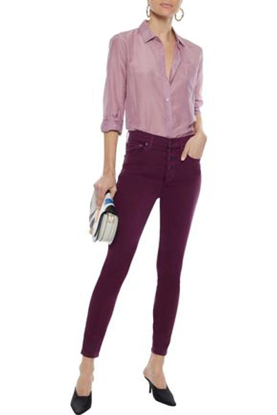 Alice And Olivia Alice + Olivia Woman Button-detailed High-rise Skinny Jeans Plum