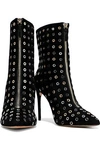 ALICE AND OLIVIA CLADE EYELET-EMBELLISHED SUEDE ANKLE BOOTS,3074457345620485703
