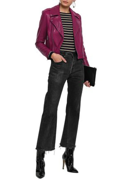 Alice And Olivia Leather Biker Jacket In Grape