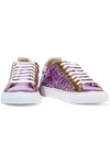 SOPHIA WEBSTER SOPHIA WEBSTER WOMAN LIARA LASER-CUT METALLIC LEATHER SNEAKERS VIOLET,3074457345619543027