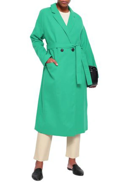 American Vintage Double-breasted Brushed Wool-blend Felt Coat In Green