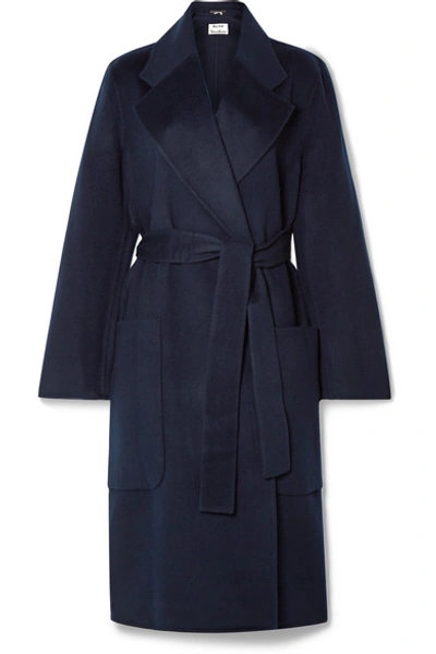 Acne Studios Carice Belted Double-breasted Wool Coat In Midnight Blue