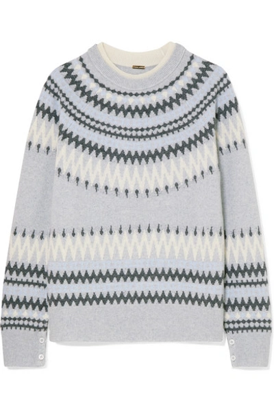 Adam Lippes Fair Isle Knitted Sweater In Light Gray