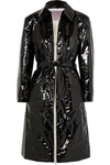 ALEXA CHUNG BELTED CRINKLED COATED COTTON-BLEND COAT
