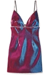 AREA Crystal-embellished Lurex mini dress