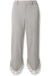 AREA CROPPED CRYSTAL-EMBELLISHED WOVEN STRAIGHT-LEG PANTS