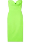 ALEX PERRY CORLEY STRAPLESS NEON CREPE DRESS
