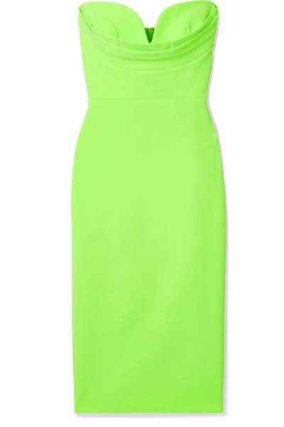 Alex Perry Corley Strapless Neon Crepe Dress In Green