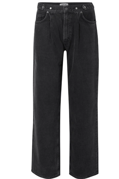 Agolde Riley Straight Cropped Mid-rise Jeans In Black
