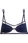 DION LEE TRACE FLOAT STRETCH SILK-SATIN AND TULLE SOFT-CUP TRIANGLE BRA