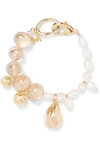 MOUNSER GOLD-PLATED GLASS AND PEARL BRACELET