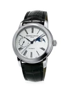 Frederique Constant Classics Moonphase Manufacture Automatic Stainless Steel & Leather Strap Watch In Black