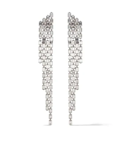 As29 18kt White Gold Diamond Baguette 4-line Cascade Earrings