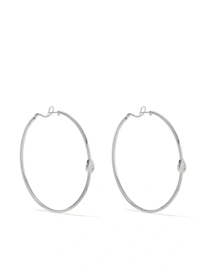 As29 18kt White Gold Diamond Calvet Pear Llusion Hoop Earrings