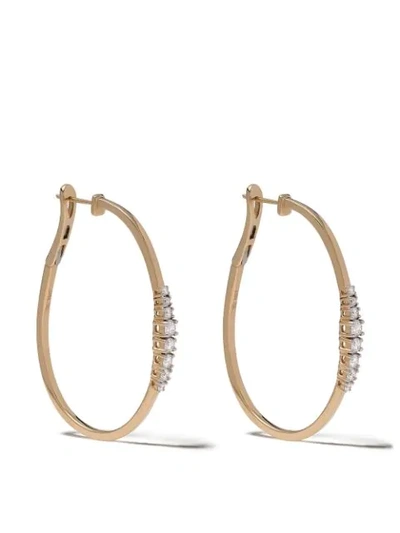 As29 18kt Yellow Gold Diamond Icicle Hoop Earrings