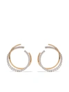 AS29 18KT YELLOW GOLD WHITE DIAMOND ICICLE DOUBLE HOOP EARRINGS