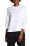 Nike Essential Dri-fit Long Sleeve Hydroguard Top In White/ Black