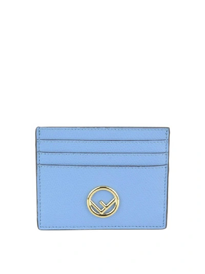 Fendi F Is  Leather Card Holder In Blue