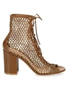 GIANVITO ROSSI Lace-Up Mesh Booties