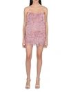 Laneus Fluffy Feather Mini Dress In Rosa