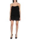 Laneus Fitted Short Knit Dress In Nero