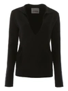 Jil Sander Pullover Mit V-kragen In Black (black)