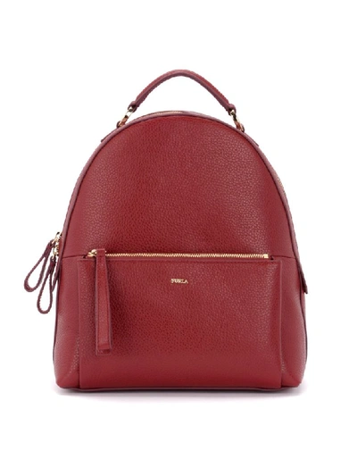 Furla Noa Backpack Made Of Red Leather In Rosso