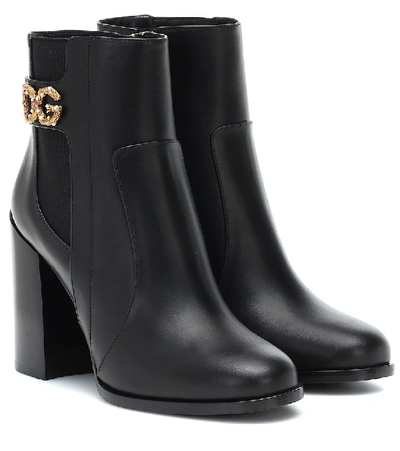 Dolce & Gabbana Rodeo 90 Leather Ankle Boots In Black