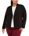 CALVIN KLEIN PLUS SIZE RIBBED-KNIT OPEN-FRONT JACKET