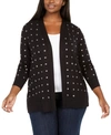 BELLDINI BLACK LABEL PLUS SIZE GROMMET CARDIGAN