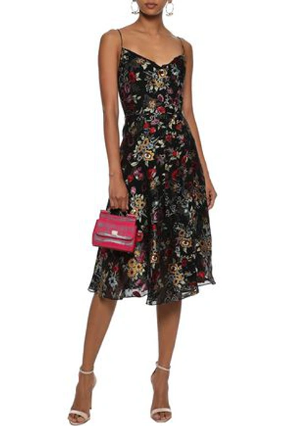 Alice And Olivia Alice + Olivia Woman Heather Wrap-effect Floral-print Fil Coupé Chiffon Dress Black