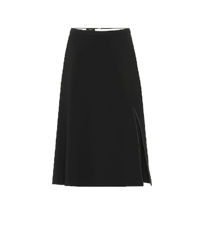 Rochas Stretch Wool-crêpe Midi Skirt In Black