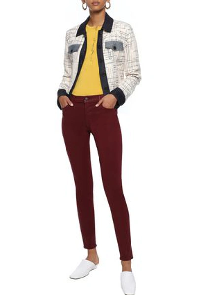 J Brand Woman 620 Coated Mid-rise Skinny Jeans Claret